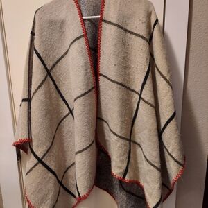 29 Palms Plaid Women's Poncho with Red Trim